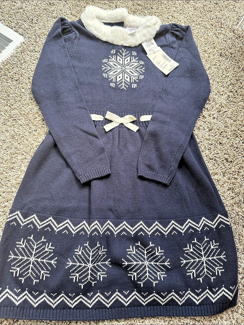 NWT Gymboree Girls' Snowflake Sweater Dress navy Blue Size 7